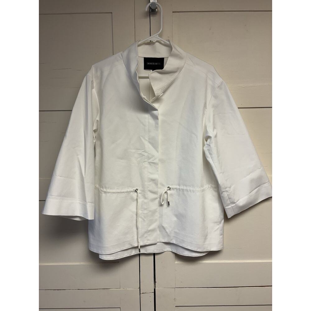 Lafayette 148 New York Womens Buttons Belt Blazer White Size Medium